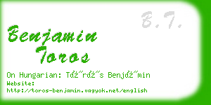 benjamin toros business card